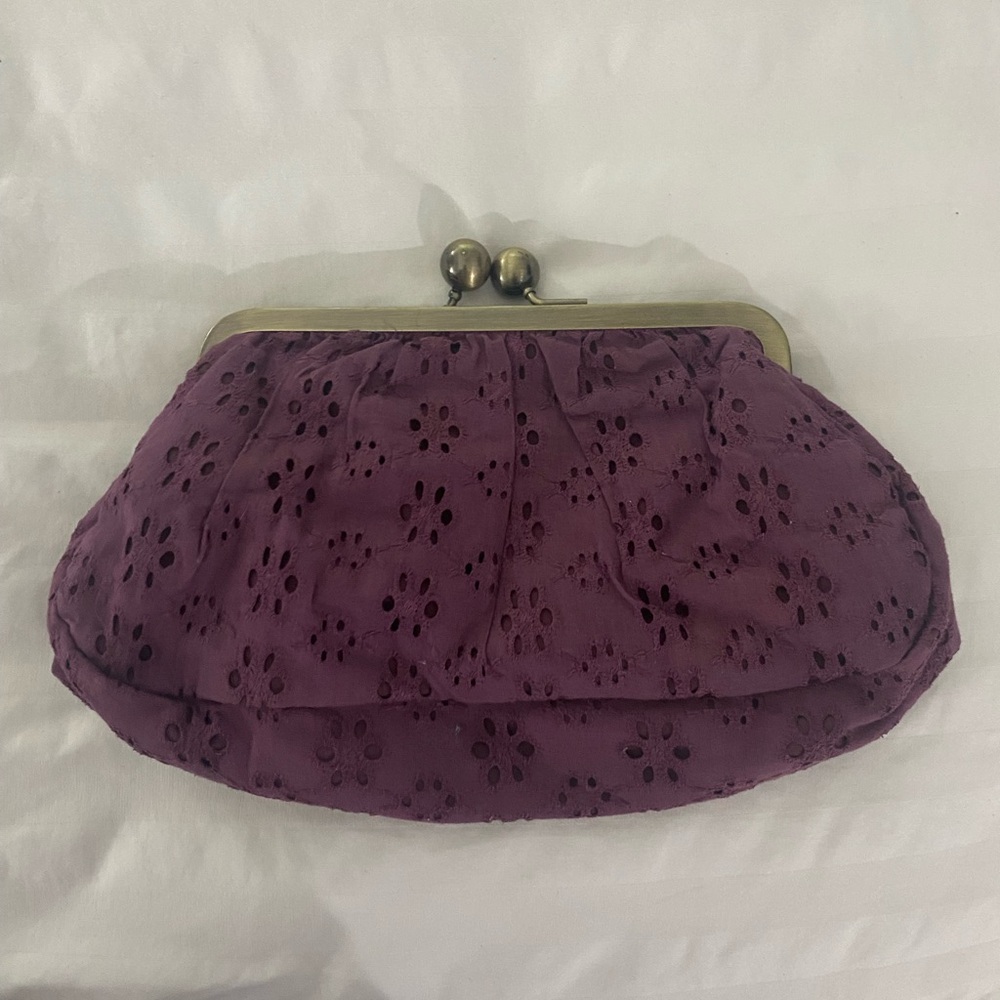 Purple Eyelet Clutch Bag